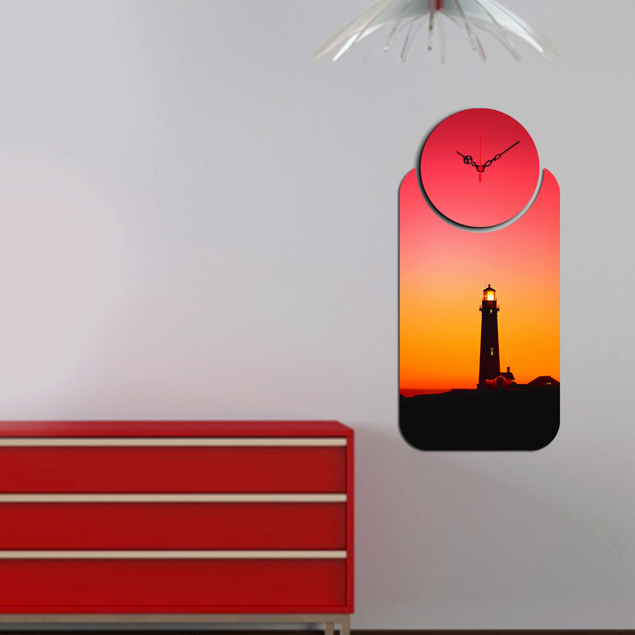 Ceas de perete, YMS-86, Dimensiune: 68 x 32 cm, Multicolor - imagine 3